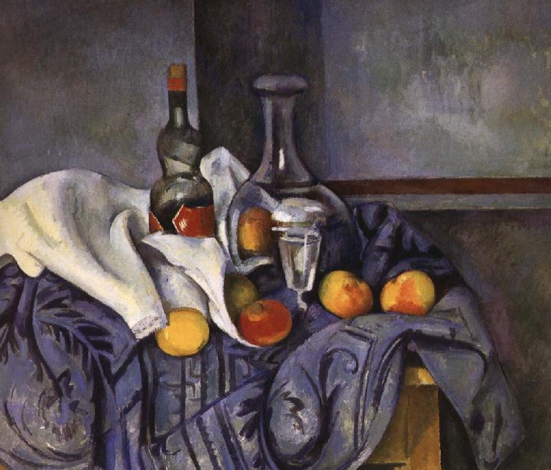 Paul Cezanne and fruit still life of wine oil painting picture